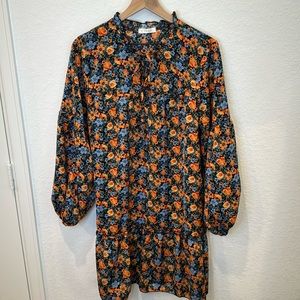 Floral Boho Long Sleeve Mini Dress